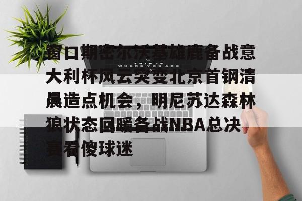 mk体育-窗口期密尔沃基雄鹿备战意大利杯风云突变北京首钢清晨造点机会，明尼苏达森林狼状态回暖备战NBA总决赛看傻球迷的简单介绍